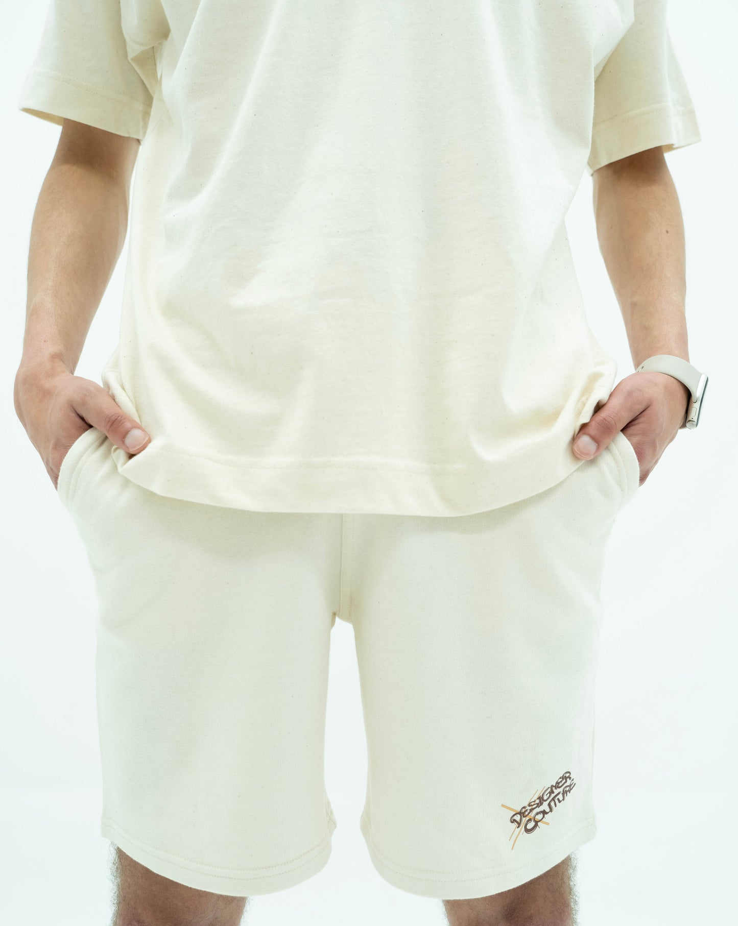 Sweatshort Naturel with Brown details