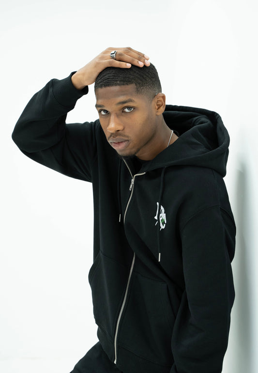 Heavy Black cardigan with green DC logo