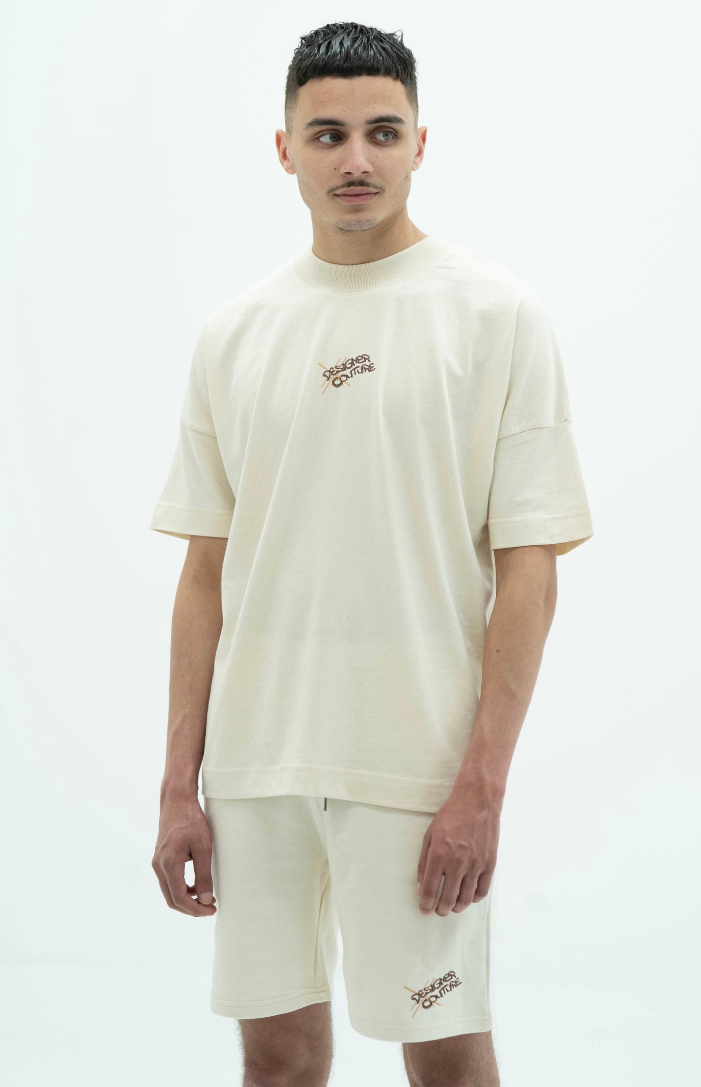 Sweatshort Naturel with Brown details