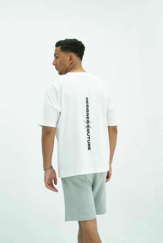 Oversized White T-shirt with Long DC detail in the back